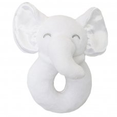 RT36-W: White Elephant Rattle Toy
